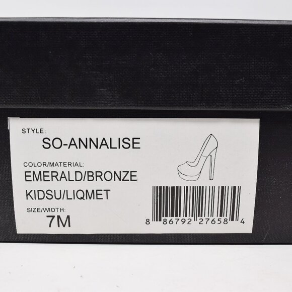 Sole Society So Annalise High Heels 7M Emerald Green Gold Closed Toe Pumps Sexy - Picture 4 of 15